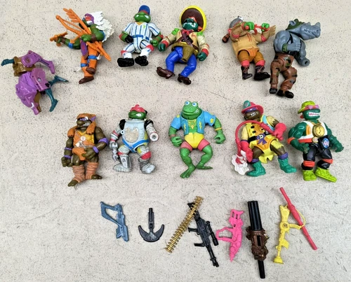 VINTAGE Lot of Mostly TMNT Action Figure Lot With Action Figure Accessories Fair