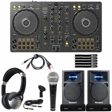 Pioneer DDJ-FLX4 2-Channel Serato Lite Rekordbox DJ Controller w Speakers & Mic