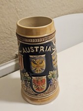 Handbemalten Bierkrug Aus Steinzeug Der Marke King Austria. Mit Zinndeckel
