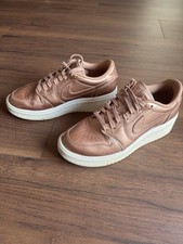 Air Jordan 1 Low Lifted Women's Shoes Metallic Bronze with Off White Platform 7