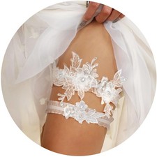 Garters for Bride White Wedding Garter for Bride Accessories White Bridal Gar...