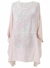 Ladies Italian Lagenlook Floral Cotton Tunic Top Batwing Plus Size Pocket Summer