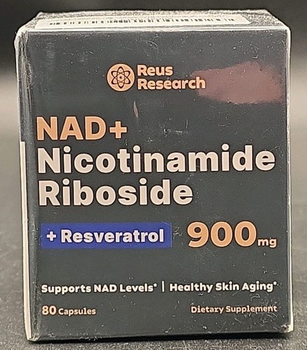Lot of 50 Reus Research NAD + Nicotinamide Riboside 900mg W/ Resveratrol 80 Caps