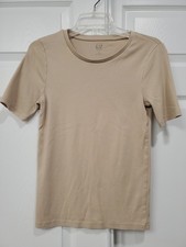 Womens Gap The Modern Tee Short Sleeve Round Neck Tan T-Shirt Size Med
