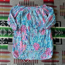 Lilly Pulitzer Mary Ellen Dress Womens Small Blue Floral C6