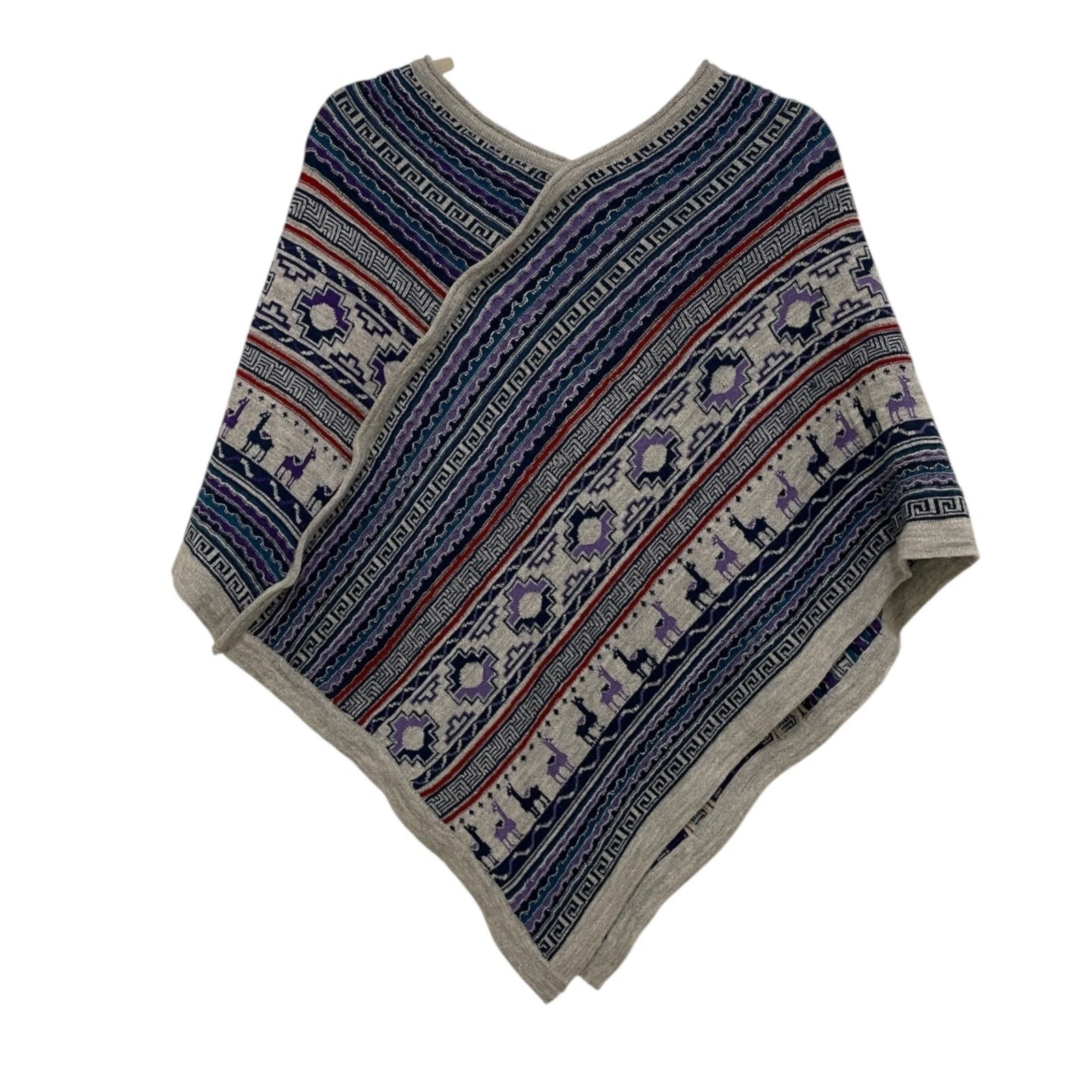 Southwestern Llama Poncho Pullover Unisex L Multi Tribal Aztec Blanket Cape
Opens in a new window or