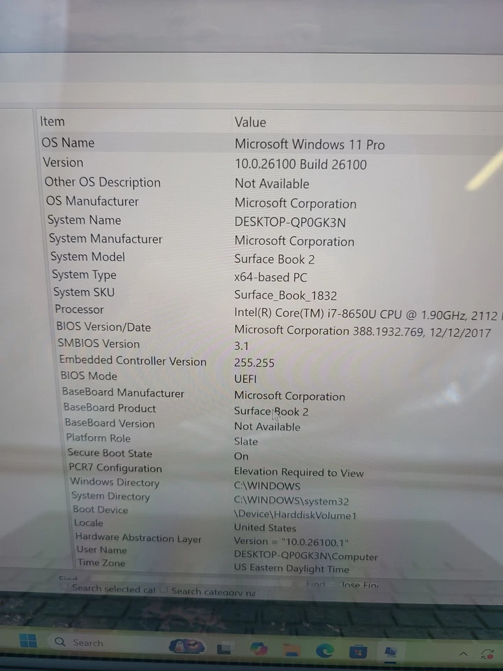 Microsoft Surface Book 2 i7-8650U 1,9 GHz 8 GB Ram 256 GB SSD Win 11 Pro GeForce Foto 2 de 4