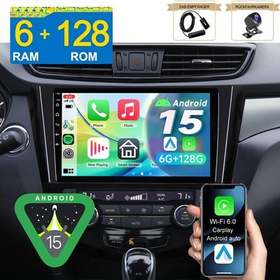 DAB+ 128G Android 15 CarPlay Autoradio Für Nissan X Trail Qashqai 2014-18 GPS FM