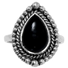 Premium Quality Black Onyx - Brazil 925 Sterling Silver Ring s.7 Jewelry R-1154