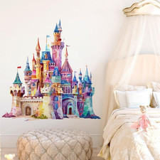 Princess Castle Wall Decals for Girls Bedroom Watercolor Fairy Tale Wall Sticker
