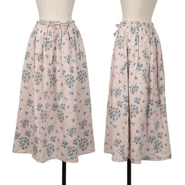 Mademoiselle NON NON non no スカート 国旗刺繍 NON NO Mademoiselle NON NON Linen Blueberry Printed Skirt