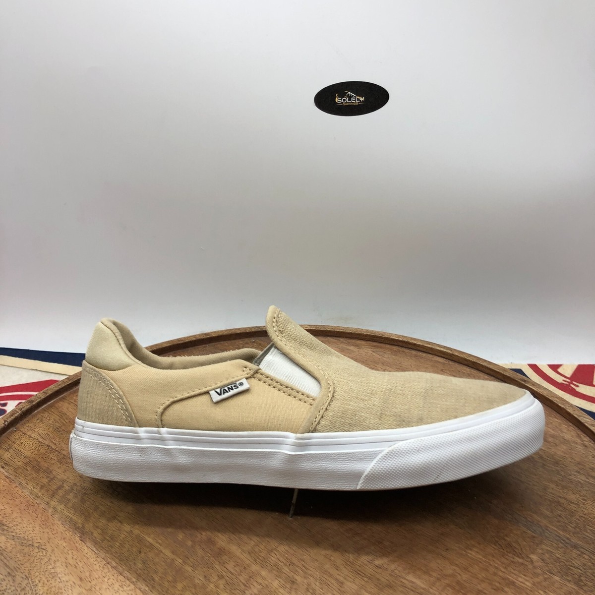 Vans Womens Asher Slip-On Deluxe Skate Shoes Beige Khaki Size  VN0A45J8K1T