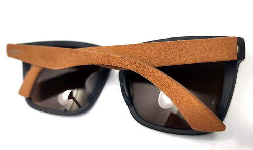 Puma PU0040SA 001 Suede Leather Black Brown Sunglasses 56-18 140 New Pouch Cloth - Picture 6 of 8