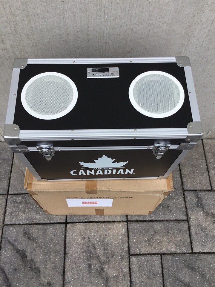 Molson Canadian Beer Rolling Ice Chest Cooler W/ Bluetooth Speakers New