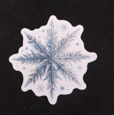 Light Blue Feathery Unique Winter Christmas Snowflake Sticker 2'' (U)