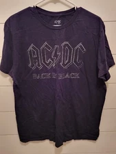 AC/DC Back In Black Logo T Shirt Mens XL Rock N Roll Music Band Tee Black 