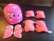 Helmet And Pads For Kids, 7 In 1 Set. Pink Kids Padding. Ages 2-8, One Size.