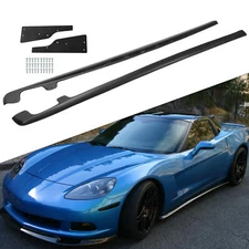 Matte For 05-13 Corvette C6 Base ZR1 Style Side Skirts Rocker Panel Mud Flaps