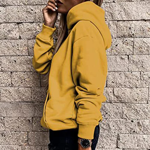 Ladies Loose Fit Long Sleeve Pullover Women Fall Warm With Pocket Hooded Tops - Picture 62 of 80