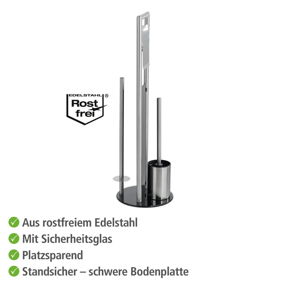 WENKO Stand Toilettenpapierhalter Edelstahl WC Garnitur mit Halter Bürste RAVINA - Bild 3 von 4