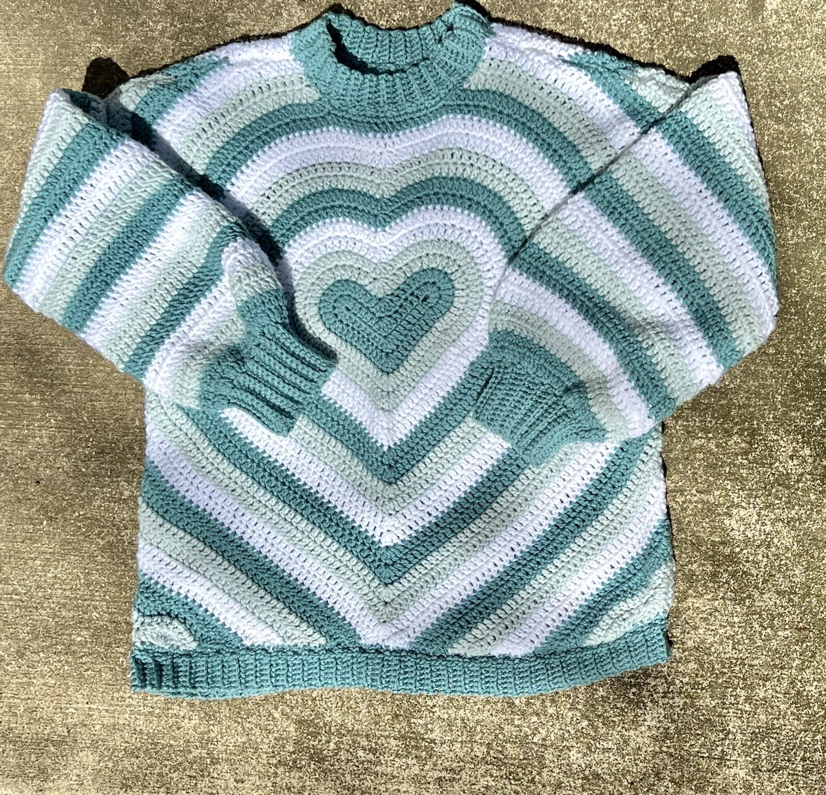 Handmade Crochet Sweater Cardigan Heart Shape