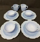 Delfite Depression Glass 14 Piece Jeannette JR.  Cherry Blossom Tea Set  Blue