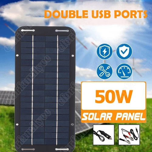 50W 12V Solarpanel Kit Solarmodul USB-Ladegerät Solarzelle Solar Auto Ladegerät