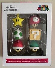 NIB Hallmark Nintendo Super Mario 1" Miniature Set of 6 Mini Christmas Ornament