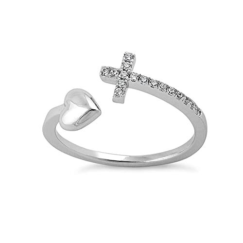 Anillo de amor con cruz de corazón, alegría para mujeres, adolescentes y niñas