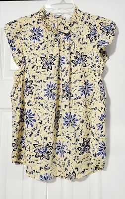 LOFT yellow floral blouse for woman,  size medium Petite