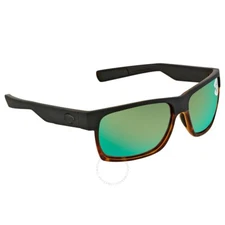 Costa Del Mar HFM 181 OGMGLP Half Moon Sunglasses Black Green Mirror 580G Polari