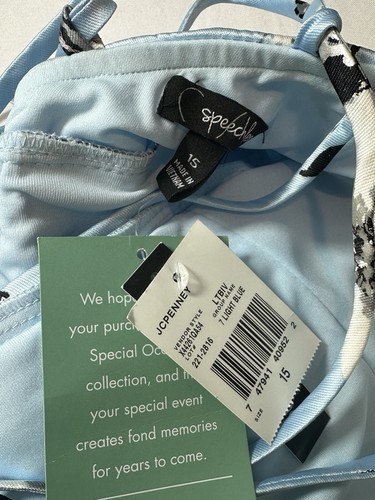 SPEECHLESSFoil Print Spaghetti Strap Mikado Ball Gown Blue Sz 15 - Picture 8 of 8