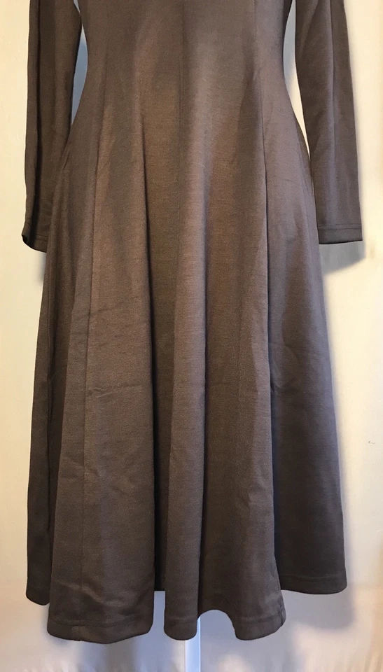 Nuevo Vestido Para Mujer Femenino Acampanado Ponte Panel Marrón Manga Larga Rayón Mezcla Grande Foto 3 de 4