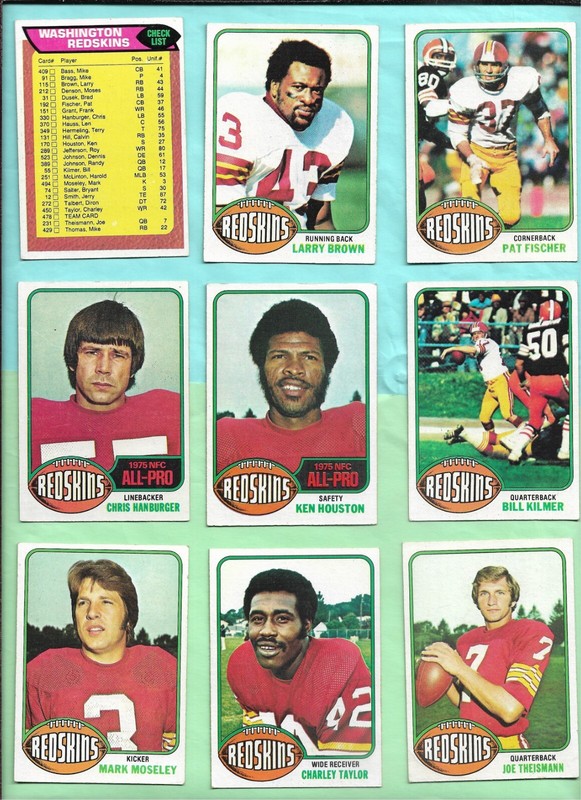 1976 Topps Washington Redskins 27 card team set Theismann Taylor Kilmer Brown