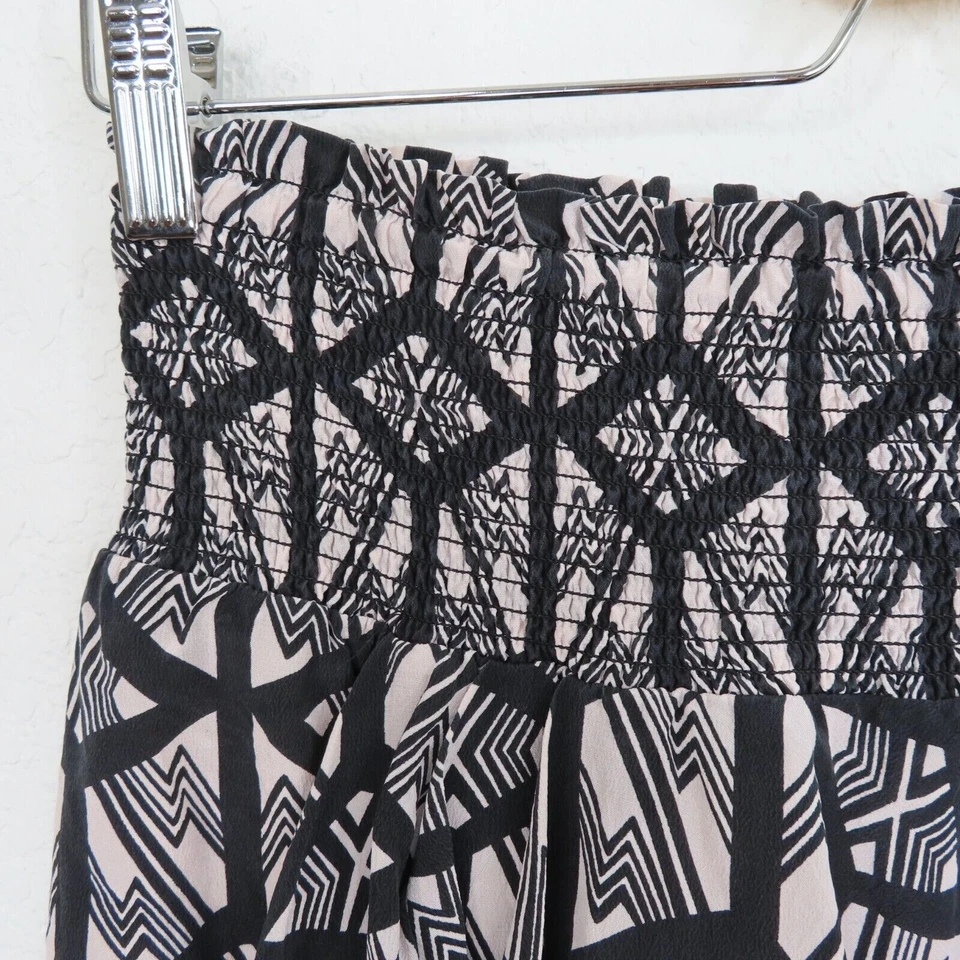 Leifsdottir Women 2 Black Pink All Silk Geometric Ruched Skirt Stretch Waist - Image 2 of 4