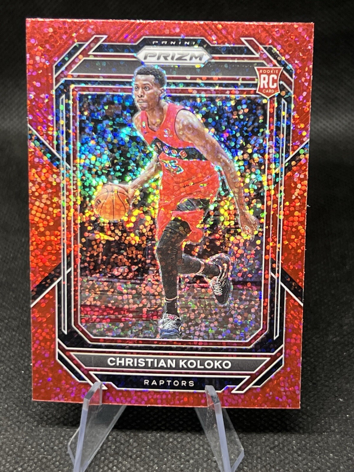 22-23 Panini Prizm - CHRISTIAN KOLOKO RC #265 Red Sparkle SP - Toronto Raptors