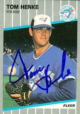 Tom Henke autographed Baseball Card (Toronto Blue Jays) 1989 Fleer #235