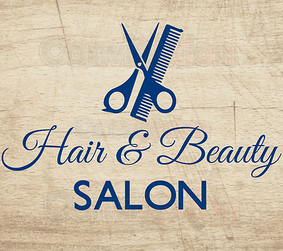 Hair and Beauty Decal Salon Sign Vinyl Business Window Sticker Cosmetology 10.5''
