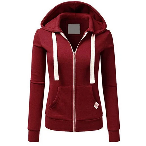 Felpa con cappuccio donna zip intera leggera tasche giacca full zip essenziali casual - Foto 6 di 22