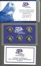 United States Mint 50 State Quarters Proof Set 2007 MT WA ID WY UT