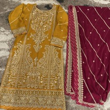 Pakistani Indian Shalwar Kameez Chiffon With Duppata Bust  42 Fully Lined