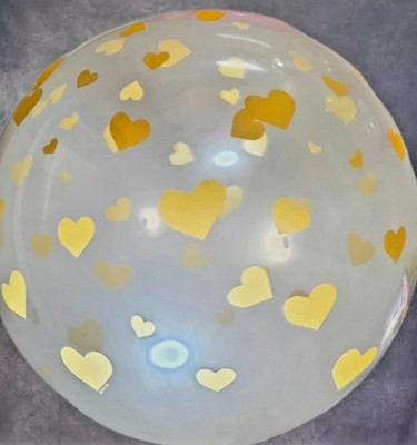 Qualatex 36'' Clear with Gold Hearts Printed Balloon (Q36)