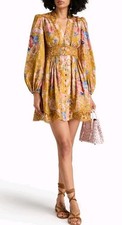 Zimmermann Mini Dress. . Size 2 12AU UK- 8US August Plunge Mustard Floral 2024
