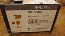 Tub Shower Faucet Brushed Gold 8 In Rainfall Showerhead HoliSpa Bathtub NB3706BG