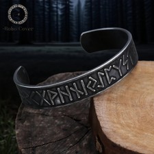 Vintage Norse Runes Talisman Cuff Bangles Mens Tree Of Life Celtic Knot Vikings 