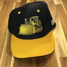 Caterpillar CAT Diesel Snapback Trucker Cap Hat Bulldozer Black & Yellow Vintage