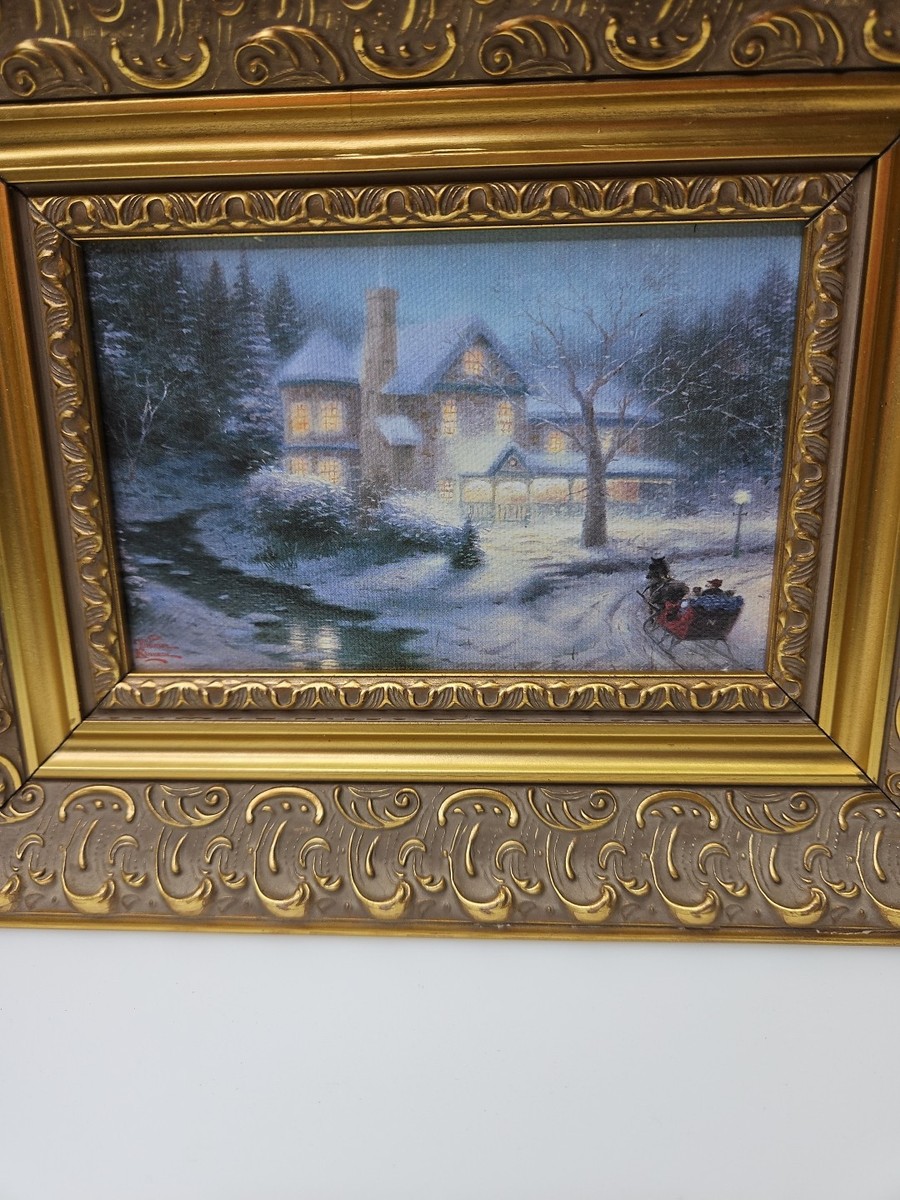 Thomas Kinkade MOONLIT SLEIGH RIDE Print Gilded Chipped Frame