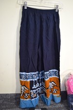 Bohemian Tie Dye Aztec Pull On Wide Leg Palazzo Capri Pants WOMENS S Blue READ