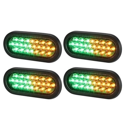 6.3'' Oval Amber/Green Strobe Lights 24LEDs Recessed Mount w/Flash Amber & Green
