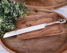 Vintage Ornate Silver Scroll Cake Knife - Elegant Wedding Dessert Server 12"